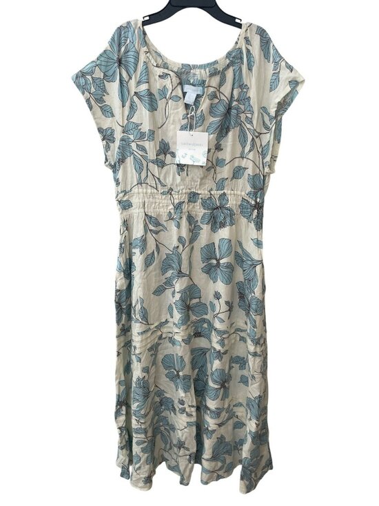 Cynthia Rowley Dresses & Skirts - Cynthia Rowley Raglan Midi Dress Floral White Blue Size Large NWT